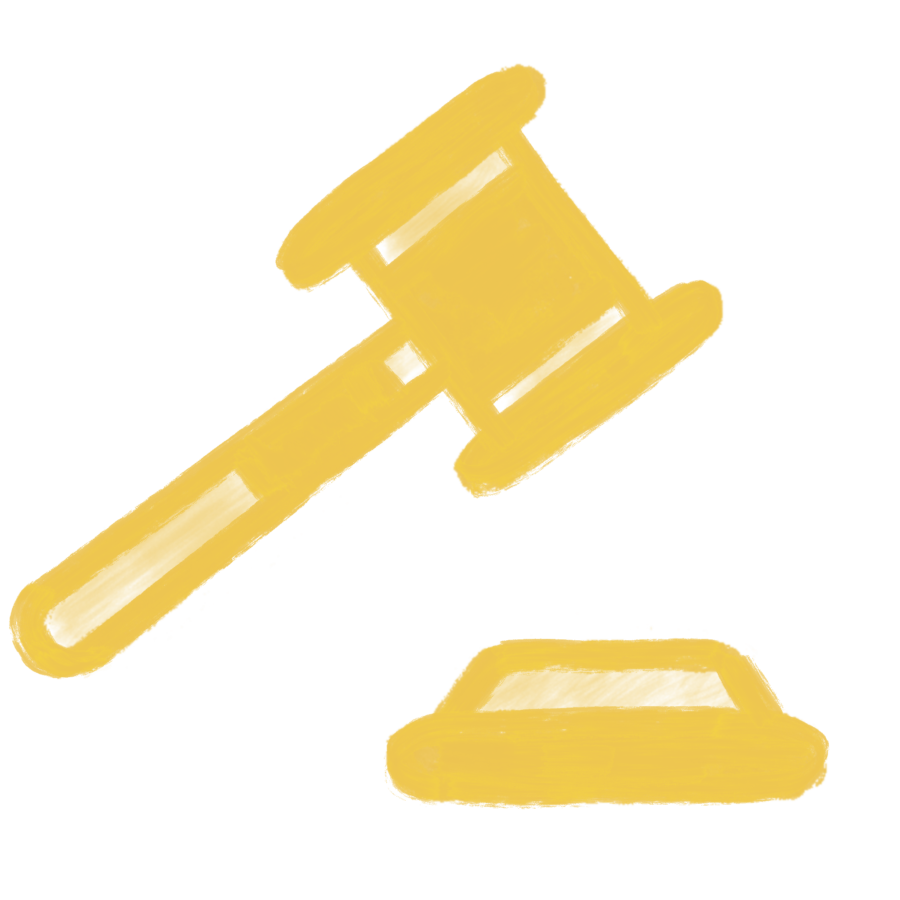 Yellow icon of a judge's gavel