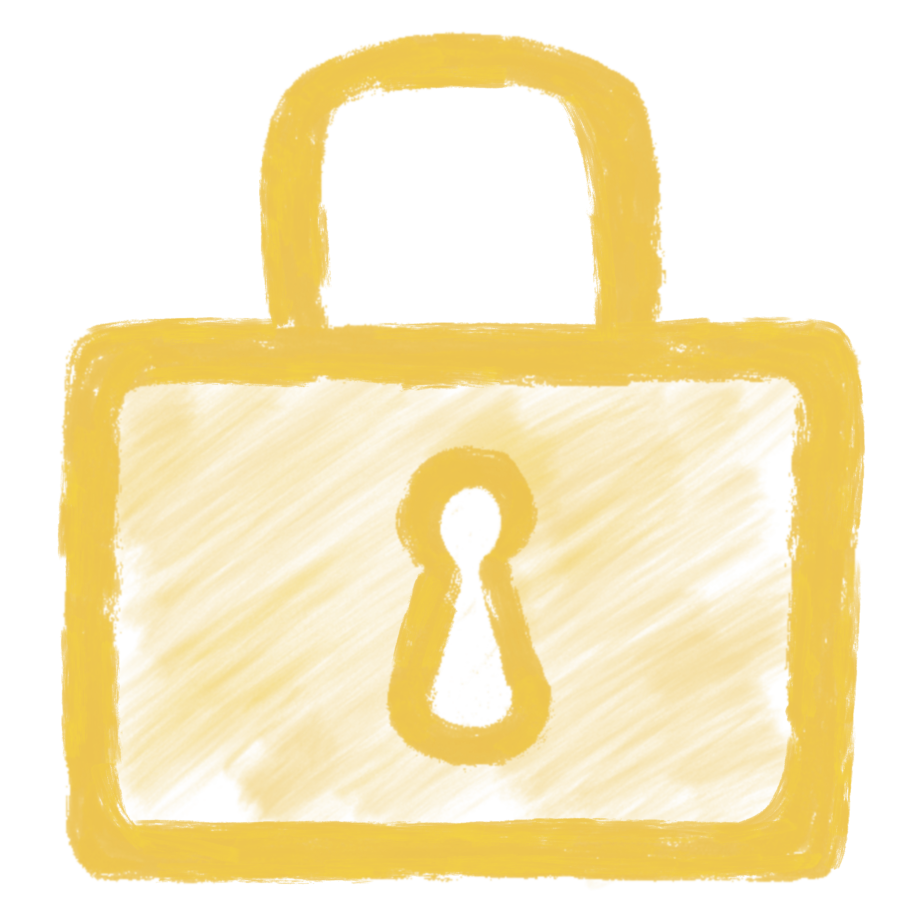 Yellow icon of a padlock