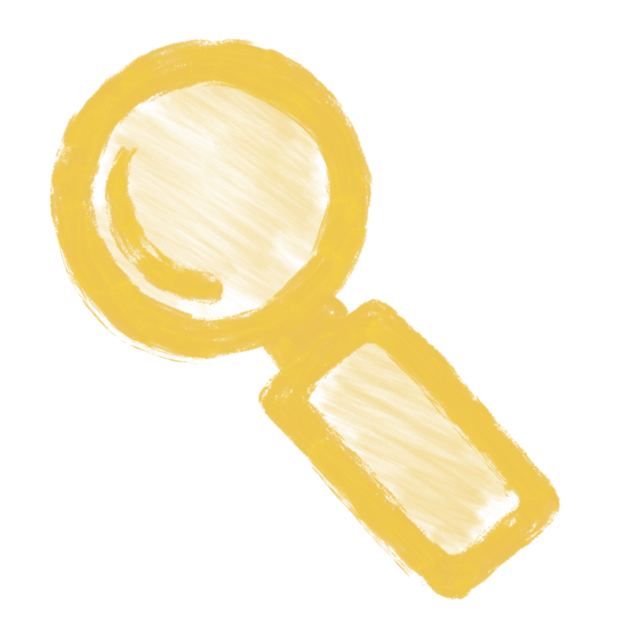 Yellow icon of a magnifying glass
