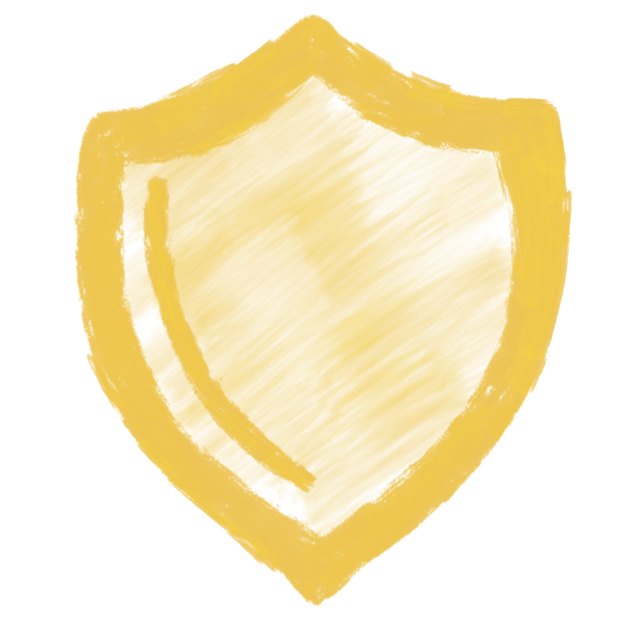 Yellow icon of a shield