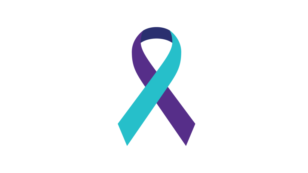 The teal and purple suicide prevention ribbon