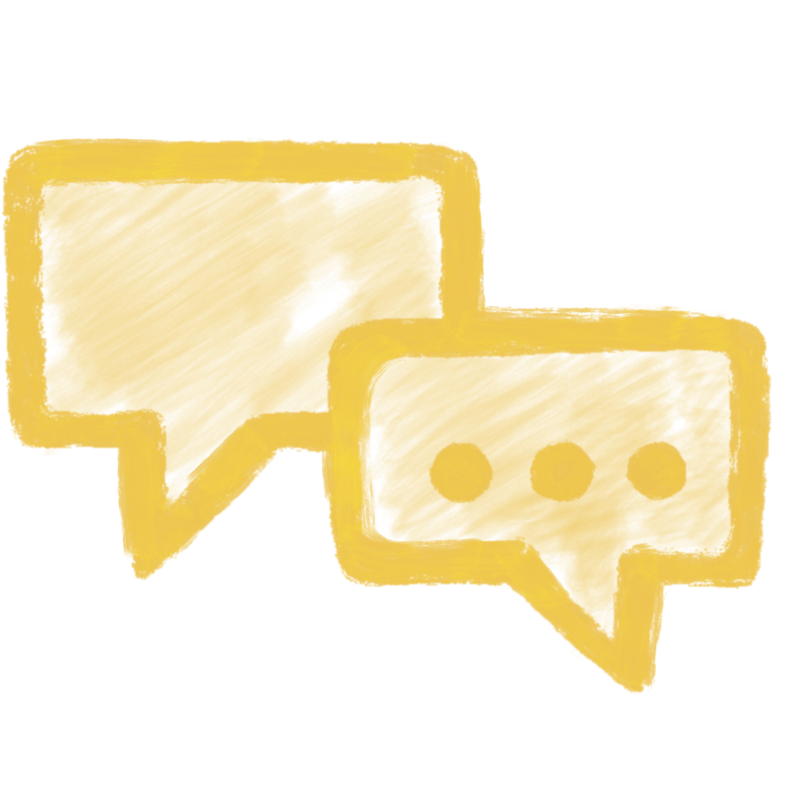 Yellow icon of speech bubbles